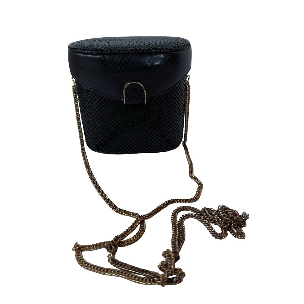 Vintage Whiting Davis Black Mesh Box Evening Clutch
